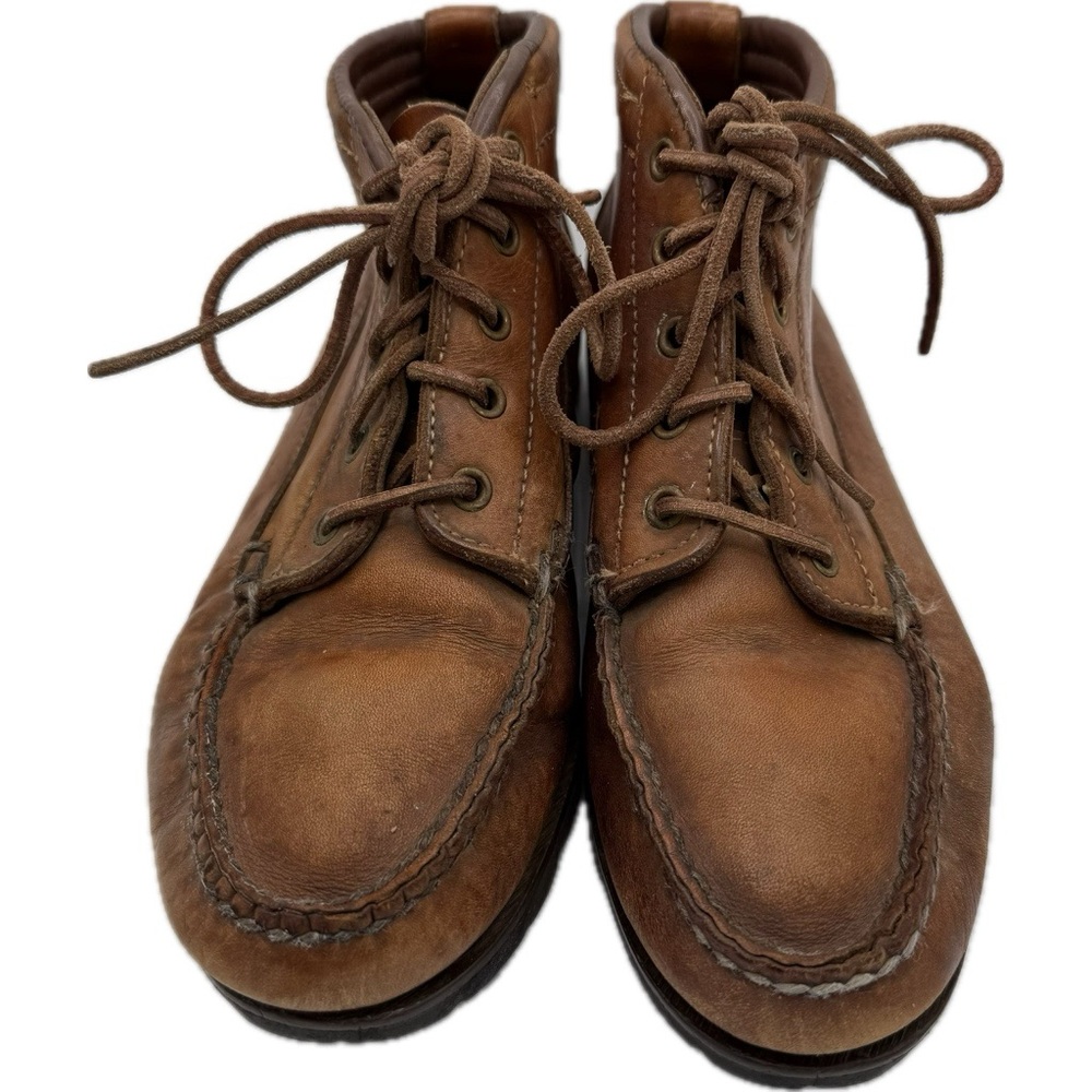 VTG EDDIE BAUER Women's Brown Moc Toe Leather Ankle Boots Size 9 M